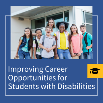 Improving Career Opportunities for Students with Disabilities. Teacher with middle school students gathered together for picture. 